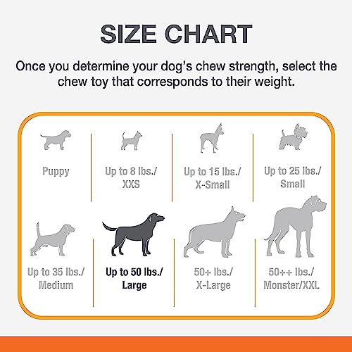 Barbell Bone Power Chew Toy for Dogs, Dog Toys for Aggressive Chewers, Peanut Butter Flavor, Large - Up to 50 lbs, 1 Count