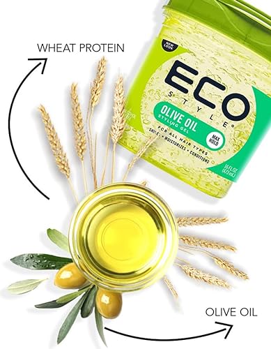 ECOCO Style Gel Olive Oil-100% Pure Olive Oil-Adds Shine And Tames Split Ends-Weightless Style-Nourishes And Repairs-Adds Moisture To The Scalp-Superior Hold-Healthy Shine-16 Oz