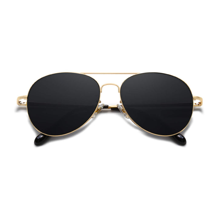 Classic Aviator Sunglasses for Women Men Metal Frame Spring Hinges SJ1030, Gold/Grey