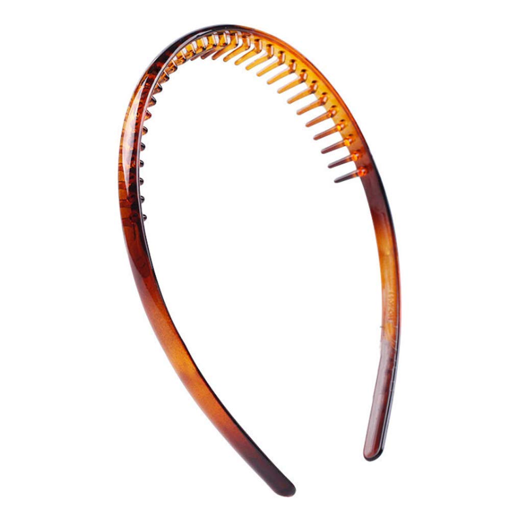 Set Of 2 Fashion Plastic Headband Teeth Comb Hairband Hair Hoop Accessory For Women'S Lady Girls (Black +Brown)