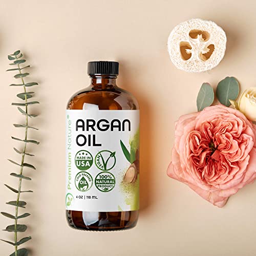 Argan Oil for Hair Virgin 100% Pure Cold Pressed Argon Oil Hair Serum For Hair Stimulate Growth for Dry and Damaged Hair Argan Oil for Skin Body Moisturizer Nails Protector 4 oz