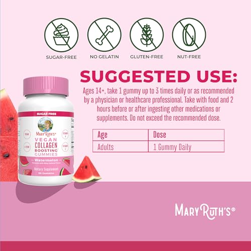 Vegan Collagen for Women & Men, Collagen Boosting Gummies, Skin Care, Lysine, Vitamin C, Vitamin A, Amla, Supplement for Hair & Skin, Vegan, Non-GMO, Gluten Free, 90 Servings