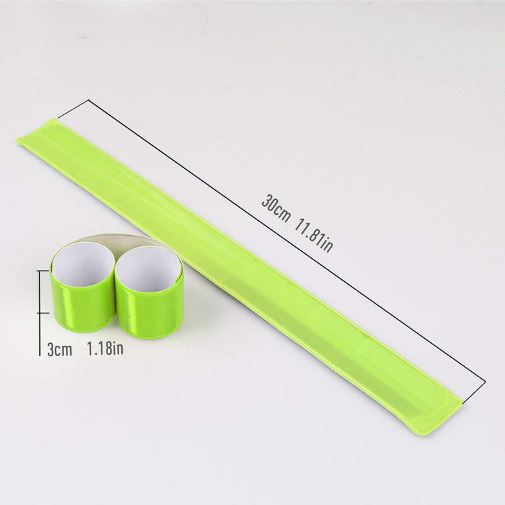 Reflective Bands, Reflective Slap Bracelet, Reflective Wristband High Visibility Reflectors, for Night Run, Night Cycling, Night Working. 12PCS Yellow