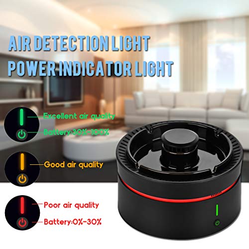 Smokeless Ashtray with LED Battery Indicator Rechargeable for Home, Office, Car(Black)