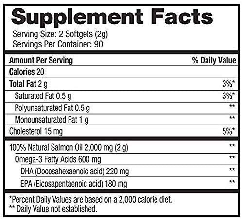 -3 Wild Alaskan Salmon Oil 1000mg Softgels 180-Count