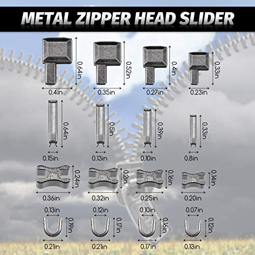 Metal Zipper Insertion Pin 4 Sizes Zipper Repair Kit Zipper Latch Slider Retainer for Jackets Coats 3 Colors DIY Sewing Replacement, Size of 3/5/8/10 (120 Pieces)