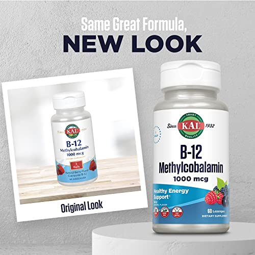 Vitamin B-12 Methylcobalamin Lozenges 1000mcg, Healthy Energy, Metabolism, Nerve & Red Blood Cell Support,* Optimal Absorption, Natural Berry Flavor, Vegan, Sugar Free, 60 Servings, 60 Lozenges