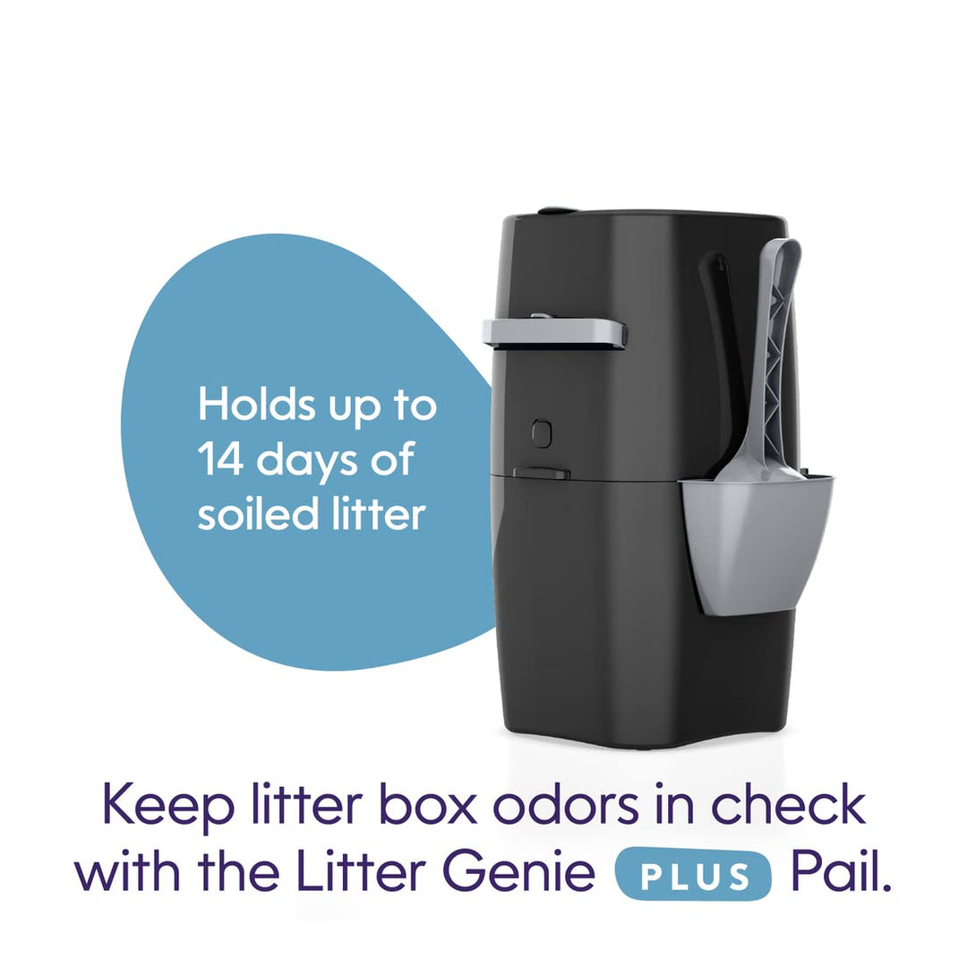 Plus Pail (Black) | Cat Litter Box Waste Disposal System for Odor Control | Includes 1 Square Refill Bag