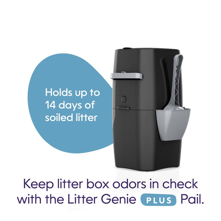 Plus Pail (Black) | Cat Litter Box Waste Disposal System for Odor Control | Includes 1 Square Refill Bag