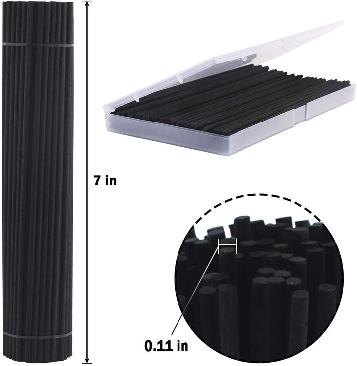 100PCS Reed Diffuser,7 Inch Aromatherapy Diffuser Black Fiber Sticks-Black Reed Diffuser Sticks for Home Office Spa and Bedroom