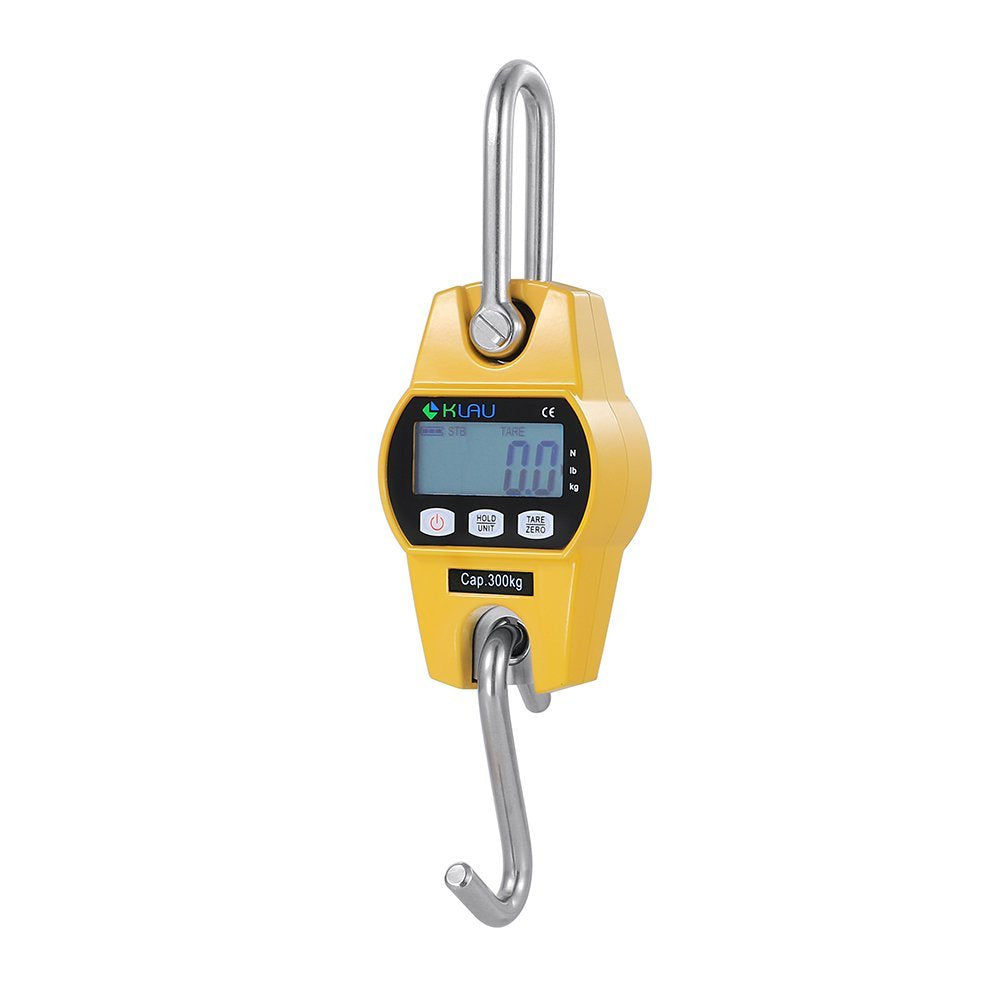 Mini Hoist 300 kg / 600 lb Crane Scale Industrial Heavy Duty Digital Hanging Scales Yellow for Home Farm Factory Hunting