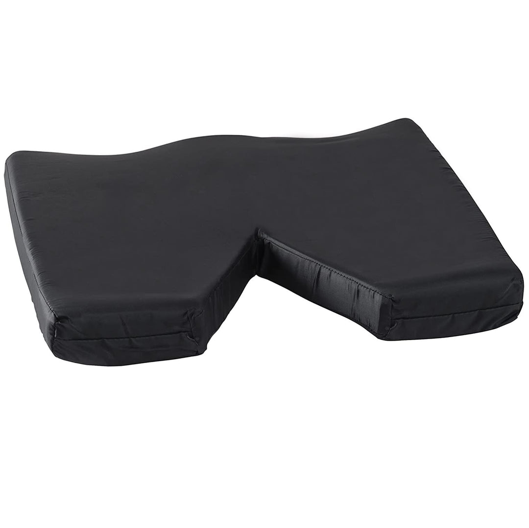 Comfort Contoured Foam Coccyx Seat Cushion with Nylon Oxford Cover, For Chair or Wheelchair, 18 x 16 x 2 inches, Black