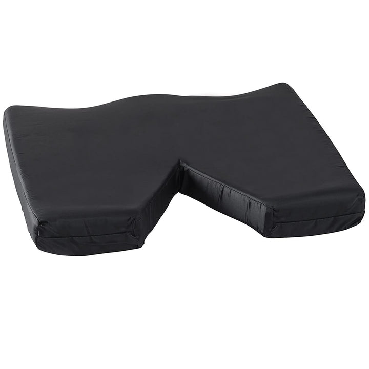 Comfort Contoured Foam Coccyx Seat Cushion with Nylon Oxford Cover, For Chair or Wheelchair, 18 x 16 x 2 inches, Black