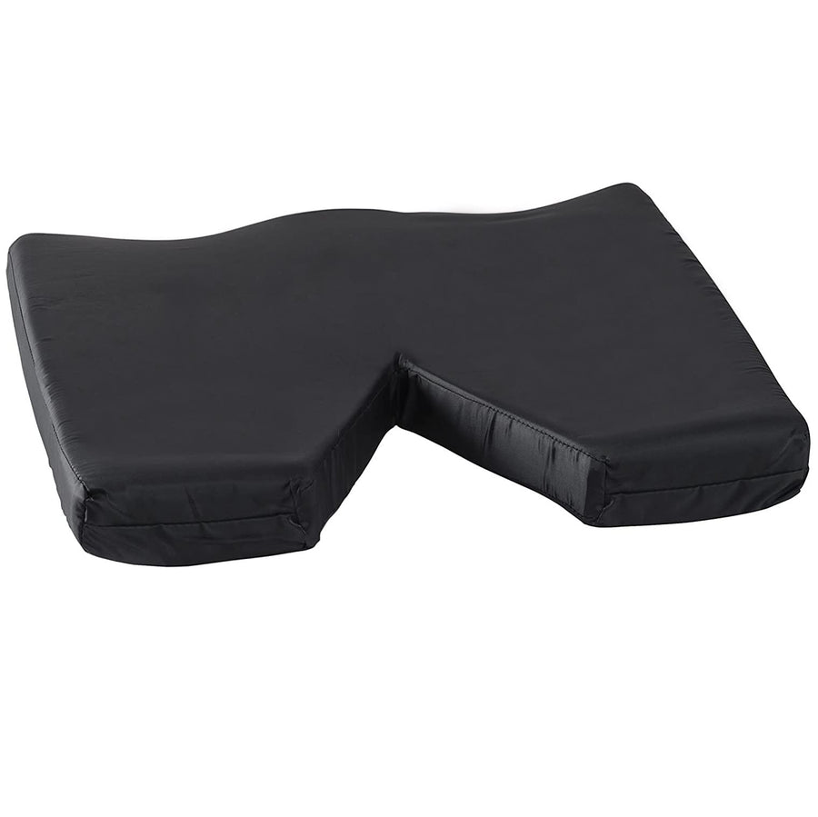 Comfort Contoured Foam Coccyx Seat Cushion with Nylon Oxford Cover, For Chair or Wheelchair, 18 x 16 x 2 inches, Black
