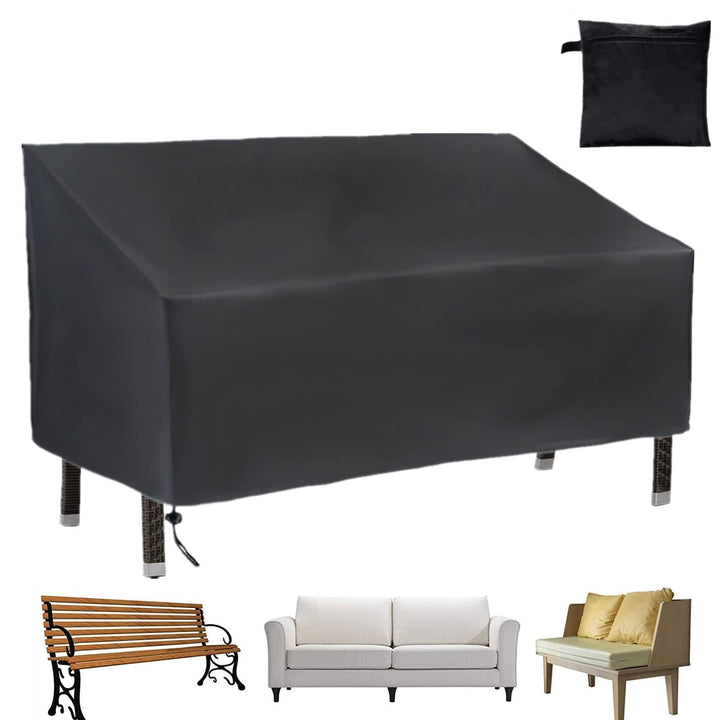 Outdoor Loveseat Sofa Cover 3 Seater Waterproof Patio Bench Cover 64 L x 26 W x 35 H, Black