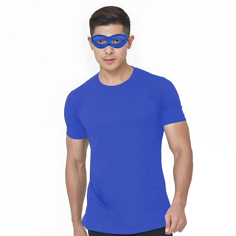 Vibrant Blue Plastic Superhero Mask (2.78 x 8 .25) 1 Pc - Ideal for Costumes & Parties