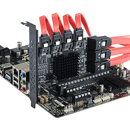 PCIe SATA Controller Card 10 Port with 10 SATA Cables and Low Profile Bracket - 6Gbps SATA 3.0 PCIe Card,Support 10 Port SATA 3.0 Devices
