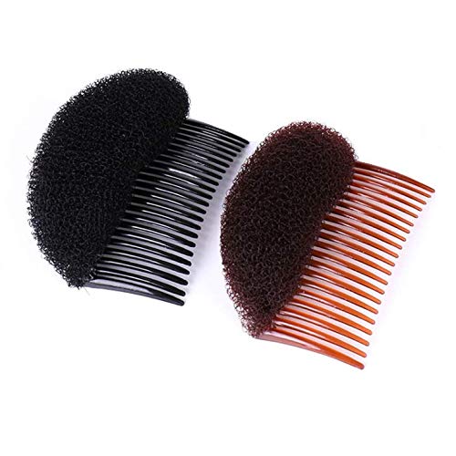 2 Pcs French style Bun Maker Braid Tool,Charming Bump It Up Volume Inserts Do Beehive Hair Styler Tool for Girl Woman Hair Accessories(Black,Brown)