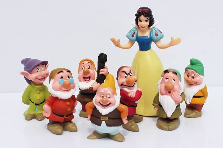 Statue Garden and of Decor Sculpture Design Home The Polyresin Figurine Outdoor Gift 8pcs Miniature Snow White and The Seven Dwarfs Gardening Supplies