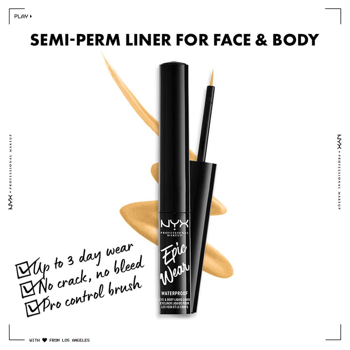 PROFESSIONAL MAKEUP Epic Wear Liquid Liner, Long-Lasting Waterproof Matte Eyeliner - Yellow
