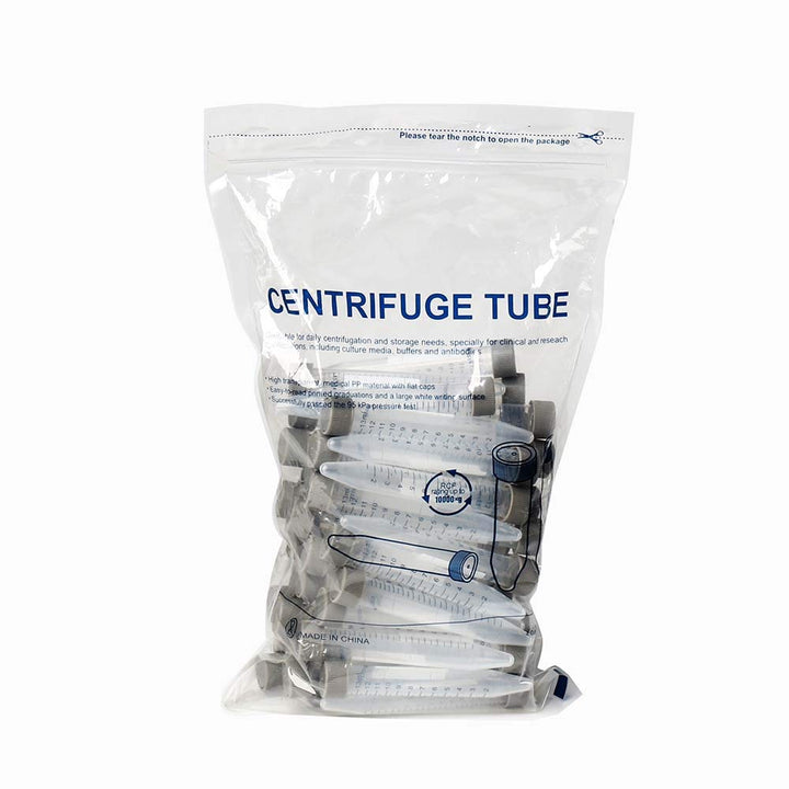 Autoclavable Polypropylene Centrifuge Tubes, Falcon Tubes, Vol.50ml 30x115mm, Blue Printed Graduated Marks from 5ml to 47.5ml, Assembled Leak-Proof Screw Cap, Gamma Sterile, 25pcs/Bag, UCT1009