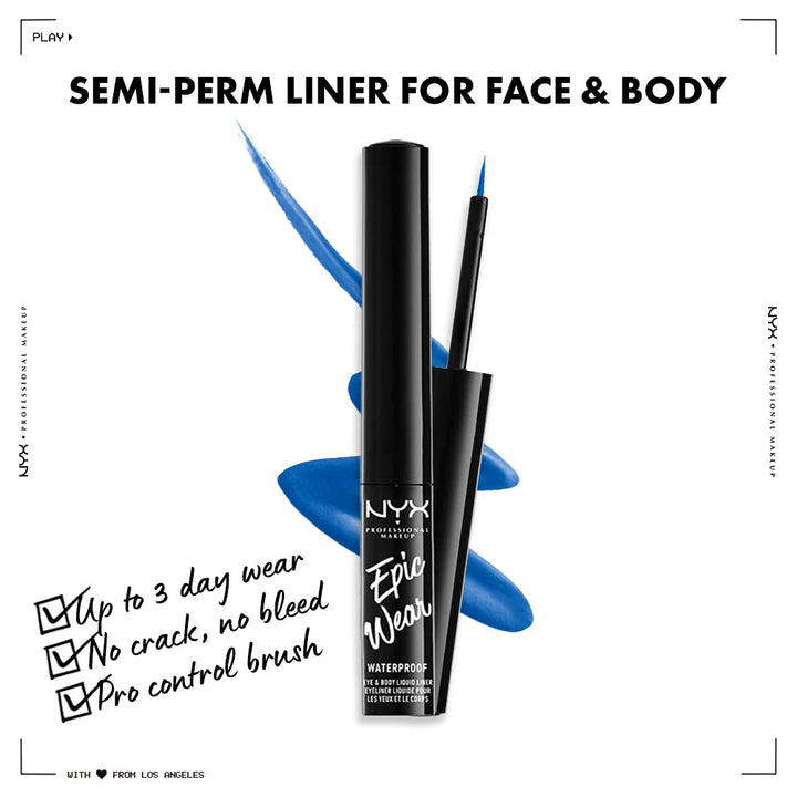PROFESSIONAL MAKEUP Epic Wear Liquid Liner, Long-Lasting Waterproof Matte Eyeliner - Sapphire