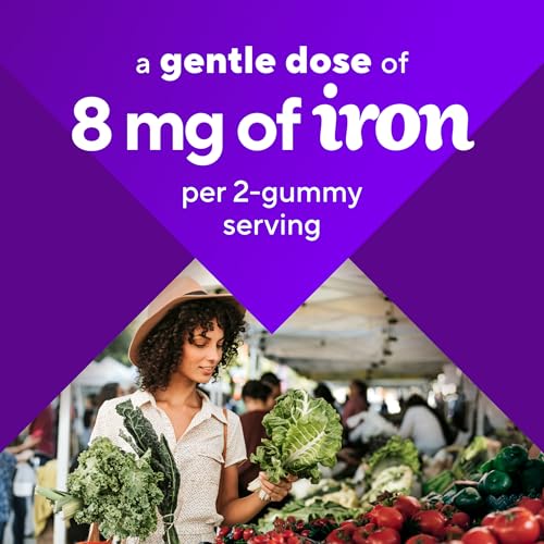 Iron Gummy Vitamin Supplement, Supports Red Blood Cell Production*, Guava Hibiscus Flavor, 30 Servings, 60 Count
