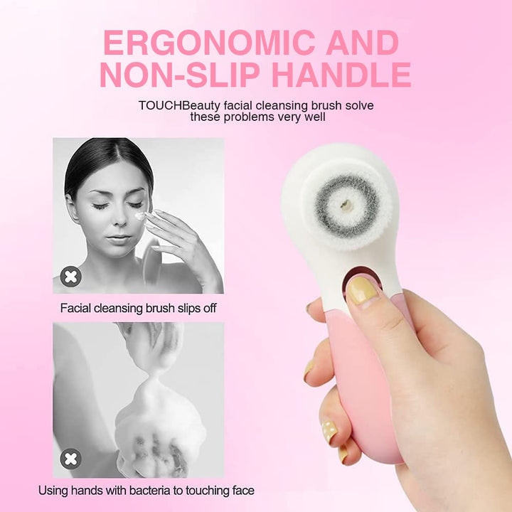 Face Brush Electric Face Cleansing Brush Skin Cleansing Face Scrubber with 3 Brush Heads Spin Brush for Deep Cleansing Exfoliation, Facial Cleanser Brush for Massaging