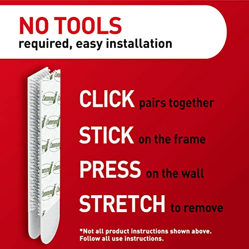 Large Bath Picture Hanging Strips, Holds up to 15 lb, Damage Free Hanging Picture Hangers, No Tools Wall Hanging Strips for Bathroom, 4 Pairs (8 Strips)