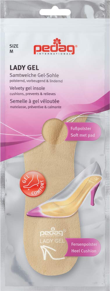 Lady Gel-Velvety Insole for High Heels, Open Toed Shoes and Sandals, Medium