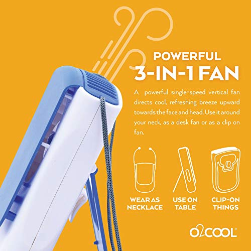 Deluxe Necklace Fan | Battery Powered, Hands-Free Personal Cooling Fan w/Adjustable Lanyard, Table Top Stand + Wearable Clip (Assorted Multi Color (4 Pack))