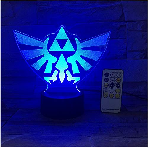 The Legend of Zelda Triangle 3D USB Led Night Light 7Colors Illusion Lamp Touch Or Remote Control Kids Living Bedroom Desk Lamp