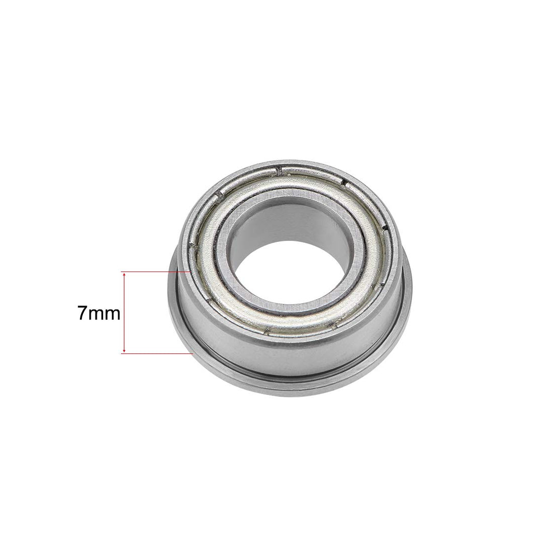 F63800ZZ Flange Ball Bearing 10x19x7mm Shielded Chrome Bearings 5pcs