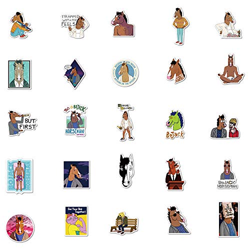 50Pcs BoJack Horseman Waterproof Stickers for Water Bottle Cup Laptop Bike Skateboard Luggage Box Vinyl Graffiti Patches BRJHSL