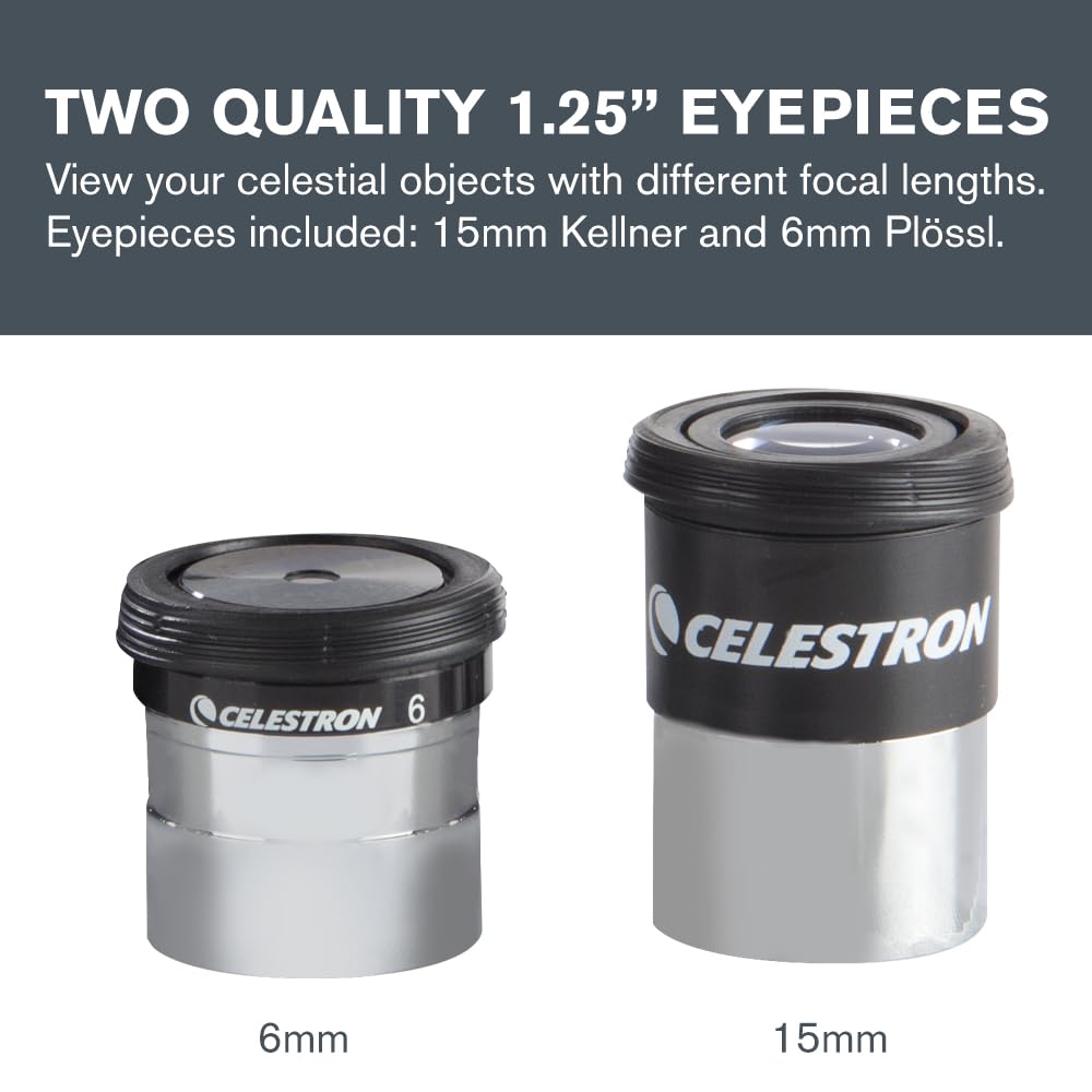 8 Piece Telescope Accessory Kit – Eyepieces, 2X Barlow Lens, Colored Filters, Moon Filter and Sturdy Carry Case