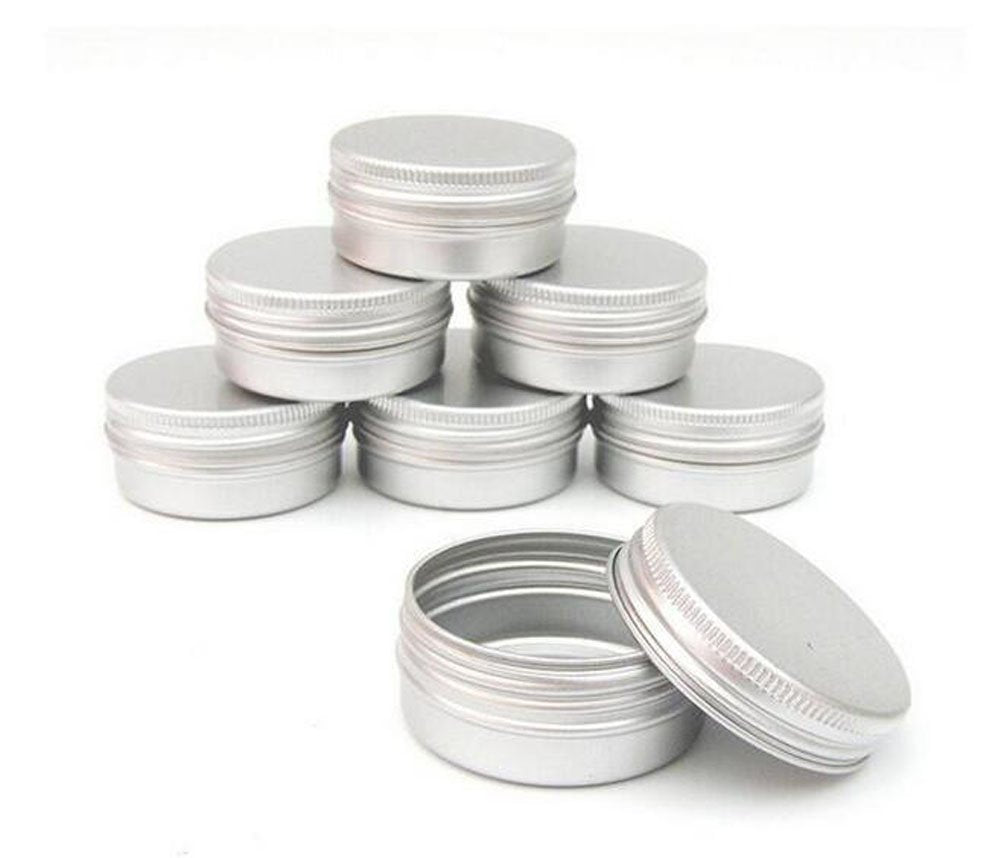 Echo-Ove Pack Of 12 Aluminum Tin Jars Round Pot Screw Cap Lid For Lip Balm Nail Art Cream Cosmetic Make Up Eye Shadow Powder Jar Case Container 30Ml
