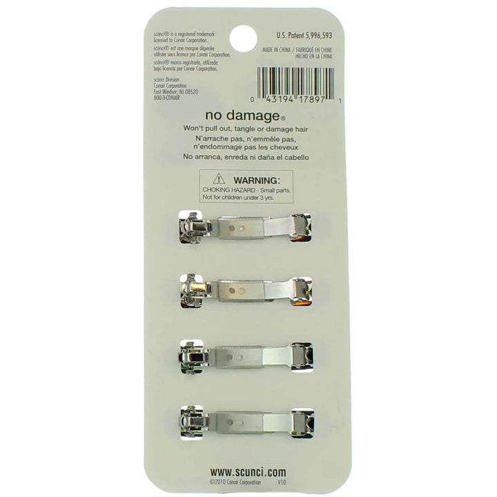 Scunci No-slip Grip Auto Clasp Barrettes, 4 Count by Scunci