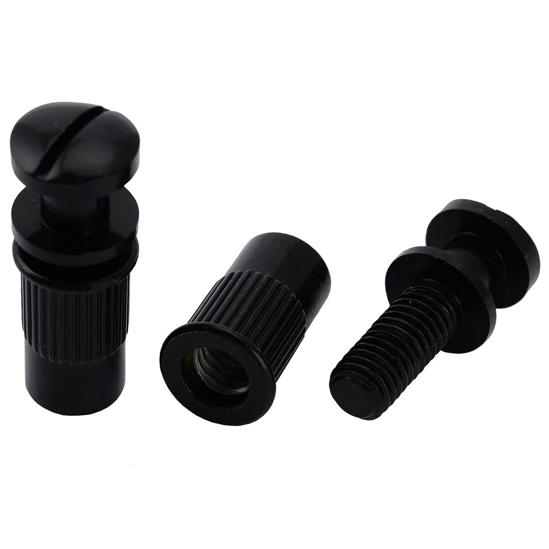 Pro M8 Metric Wraparound Bridge Mounting Studs and Inserts Bushings for Epiphone Les Paul Style Electric Guitar, Black (Set of 2)