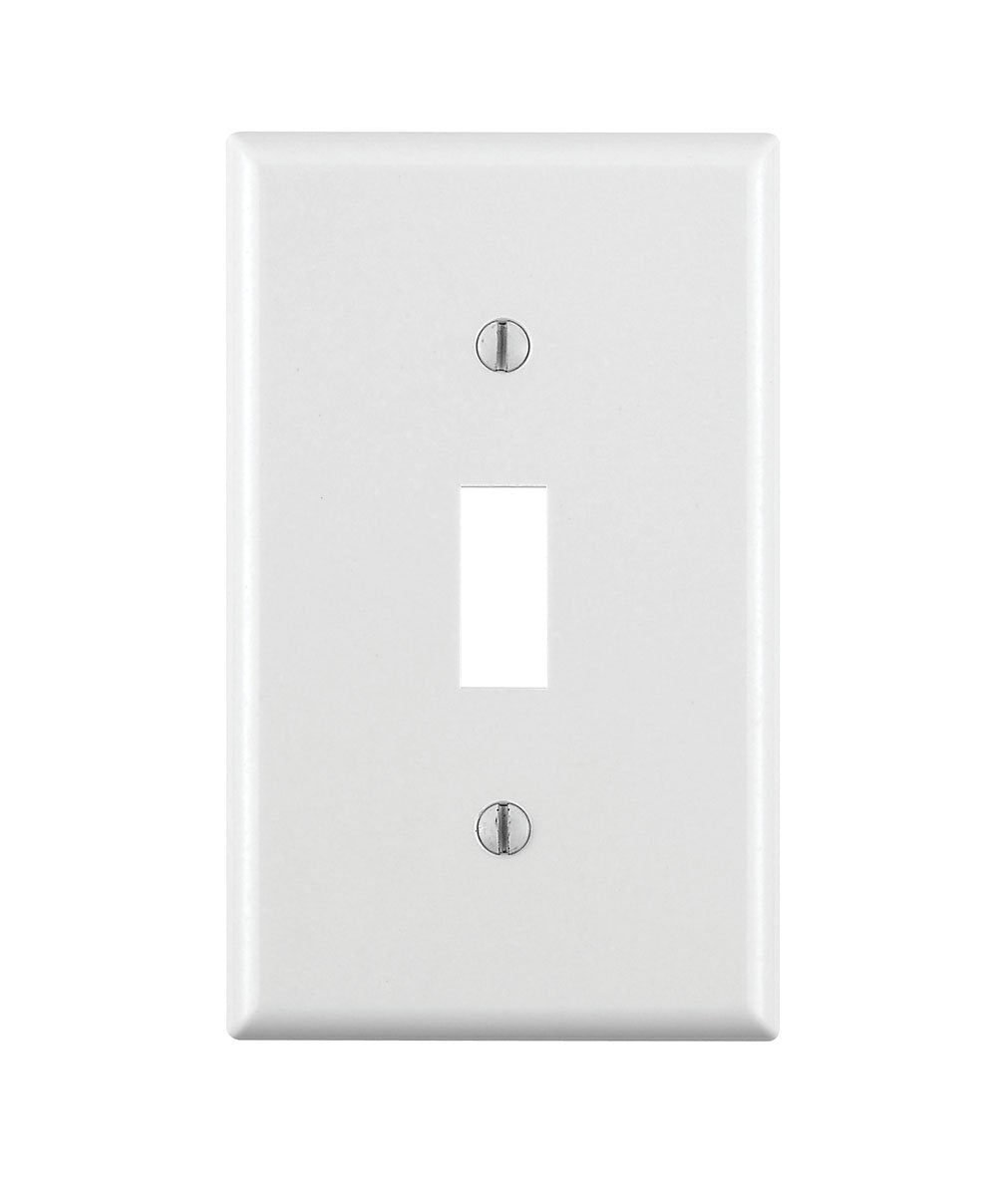 10 Pack, White : Leviton 88001-WMP 1-Gang Toggle Device Switch Wallplate, Standard Size, Thermoset, Device Mount, 10-Pack, White