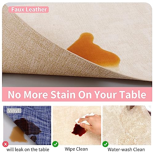 Faux Leather Placemats Set of 6 - Waterproof - Wipe Clean - Heat Resistant - Anti Slip Dining Table Place Mats, Suitable for Indoor & Outdoor Use, 17’’×12’’, Beige