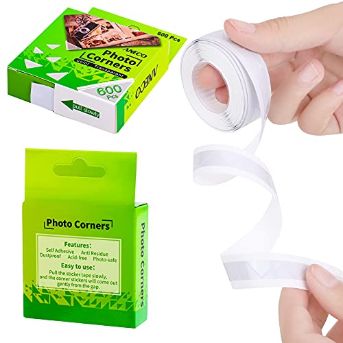 600 Pieces Clear Self-Adhesive Picture Mounting Corner Stickers Transparent Acid-Free Photo Mounting Corners for Scrapbooking Diary Journal