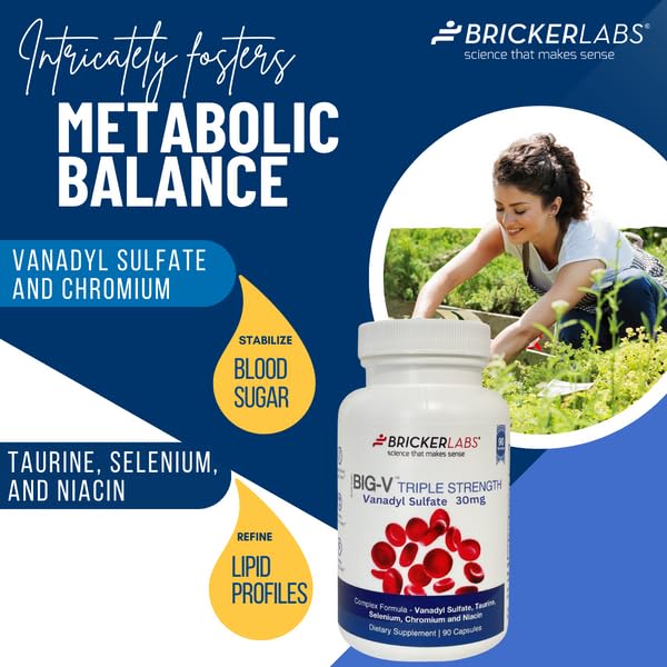 Big-V Triple Strength Vanadyl Supplement: Vanadyl Sulfate 30 mg, Taurine 600 mg, Selenium, Chromium and Niacin, Blended Mineral Supplement Capsules 90 ct