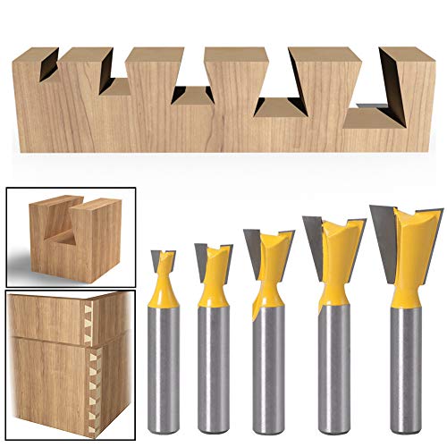 5 Pcs Milling Cutter Bit Woodworking Dovetail Router Bit Dovetail End for Wood Process Hand Tools Accessories