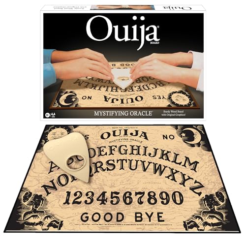 Classic Ouija with 1990s Artwork Games, Thick Wood Premium Quality Talking Spirit Board, for 2 or More Players, Ages 8 and Up (1175)