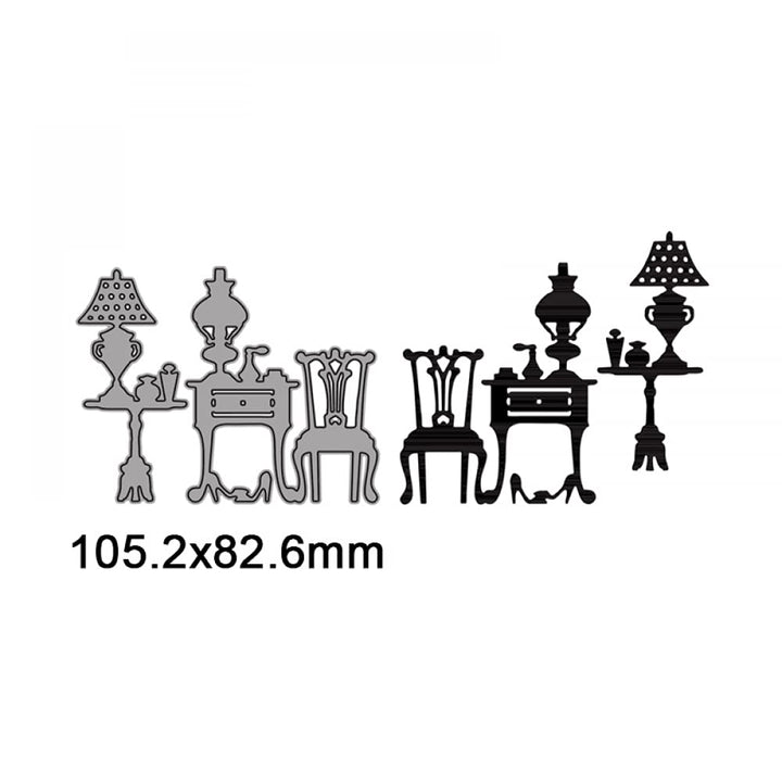 Classic Chairs Tables Lamp Dies for Card Making DIY Scrapbooking Embossing Stencil Die Cuts Punch Template Mould Arts Crafts Scrapbooking Supplies Metal Cutting Die sfor Paper Crafting Album Decor