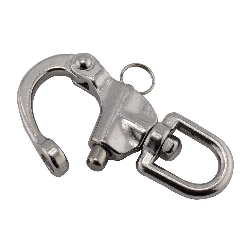 NRC&XRC Pair 5IN(128mm) Jaw Swivel Eye Snap Shackle Quick Release Bail Rigging Sailing Boat Marine Stainless Steel Clip Pair