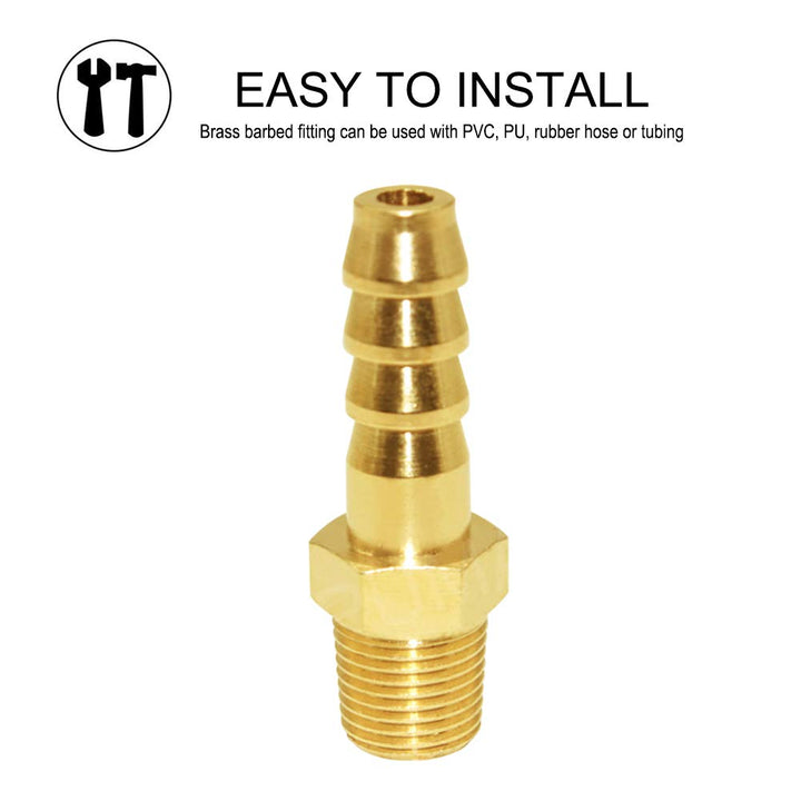 5 Pcs Hose Barb Fittings 5/16 Barb to 3/8 NPT Male Thread Brass Metals Adapter Connector with Hose Clamp