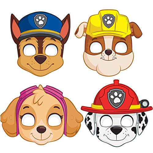 Paw Patrol Birthday Party Supplies Decoration Bundle Includes 16 Kid's Party Paper Masks and 1 Dinosaur Sticker Sheet