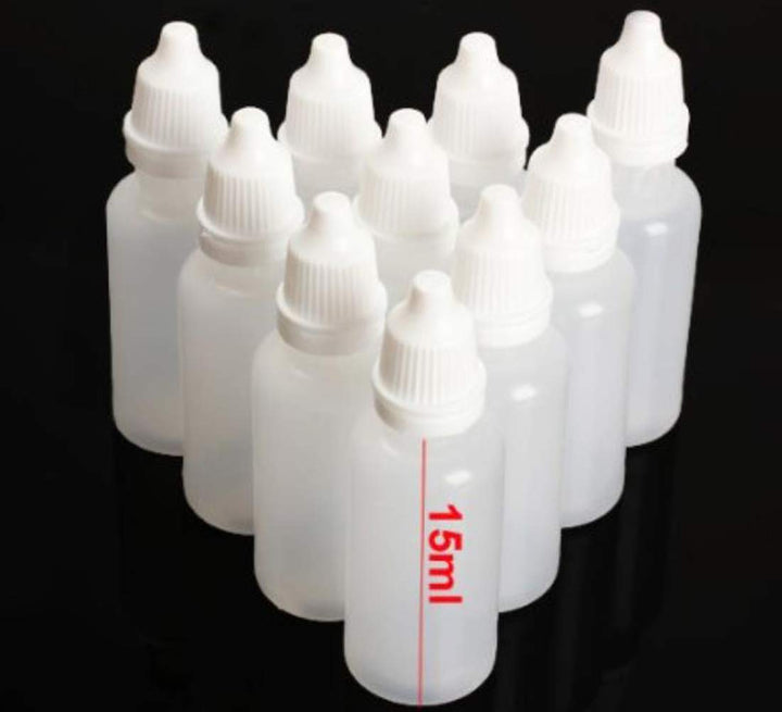 15Ml/0.5Oz: 50Pcs 15Ml 0.5Oz Transparent Empty Plastic Dropping Bottles with White Screw Cap Eyedrop Storage Holder Portable Refillable Squeezable Container Cosmetic Makeup Tools