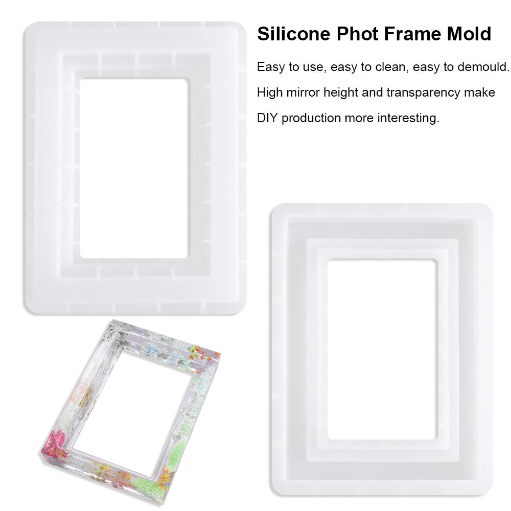 Silicone Resin Mold Photo Frame,Rectangle Picture Frame Silicone Molds for Casting, Epoxy Resin Mould Personalized Photo Frame Mold for DIY Crafts Home Table Decor Handmade Gifts